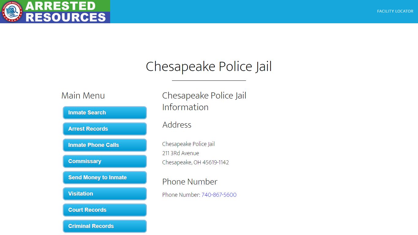 Chesapeake Police Jail - Inmate Search - Chesapeake, OH