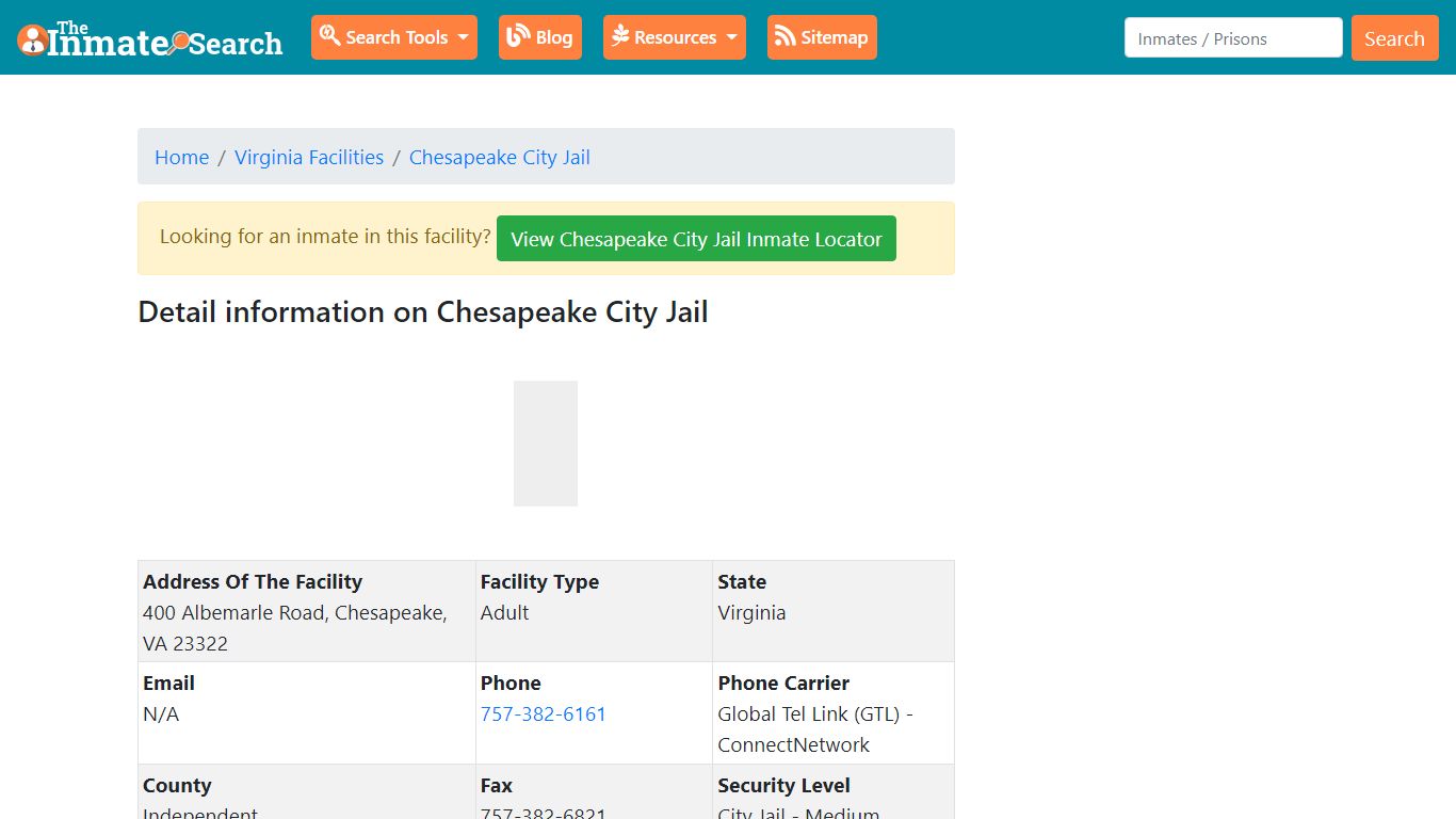 Information on Chesapeake City Jail - The Inmate Search